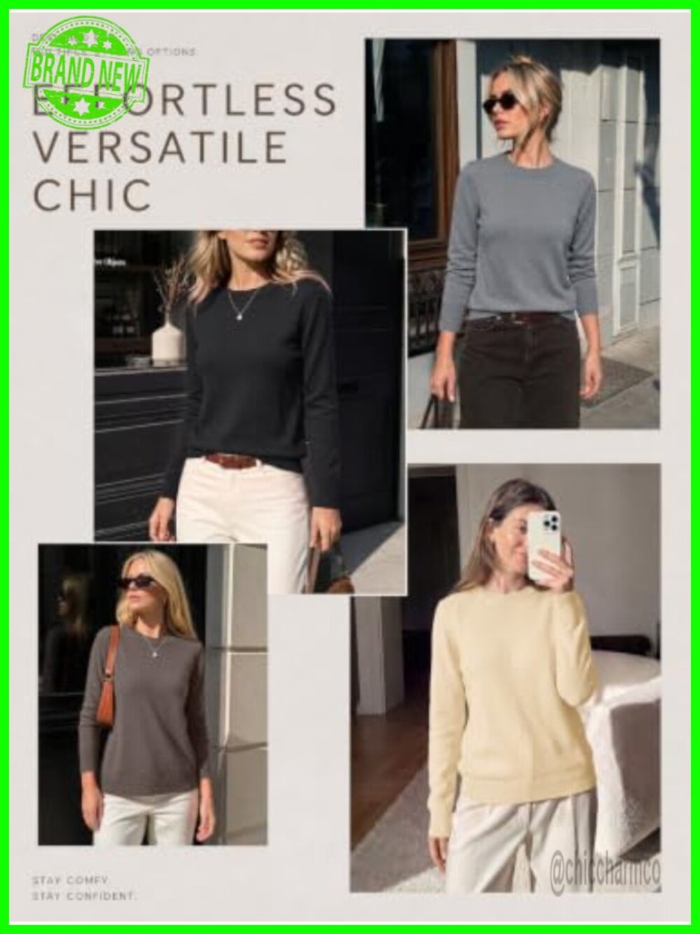 Merino Wool Blend Crewneck Pullover Sweater Lightweight Business Casual - Picture 5 of 5